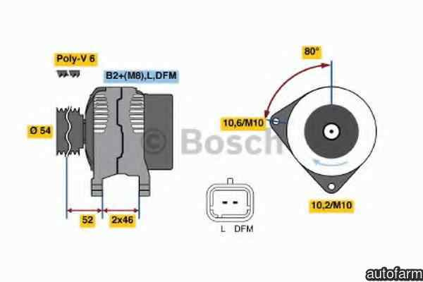 Generator / Alternator PEUGEOT 307 (3A/C) BOSCH 0 986 047 360