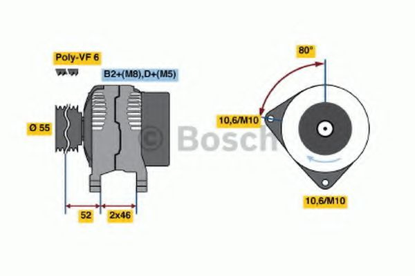 Generator / Alternator PEUGEOT EXPERT Van (222) (1995 - 2016) BOSCH 0 986 044 400 piesa NOUA