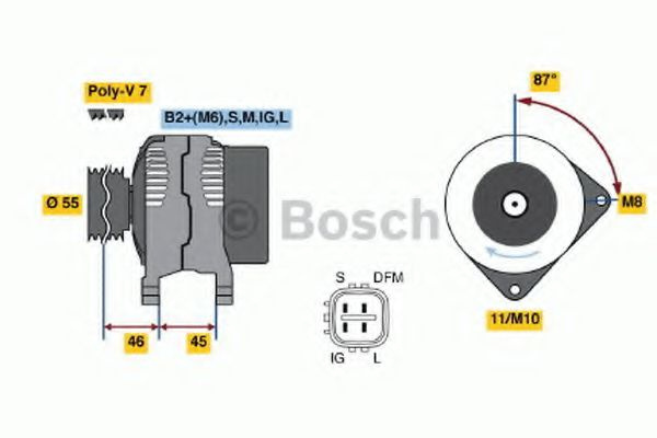 Generator / Alternator TOYOTA AVENSIS Limuzina (T25) (2003 - 2008) BOSCH 0 986 046 120 piesa NOUA