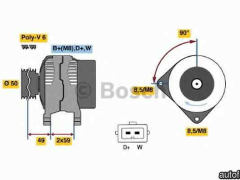 Generator / Alternator VW GOLF III Variant (1H5) BOSCH 0 986 038 370