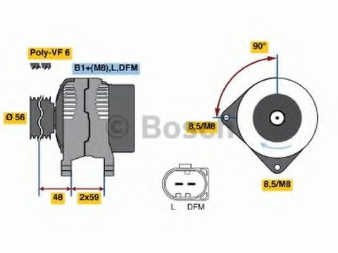 Generator / Alternator VW GOLF IV Variant (1J5) (1999 - 2006) BOSCH 0 986 047 250 piesa NOUA