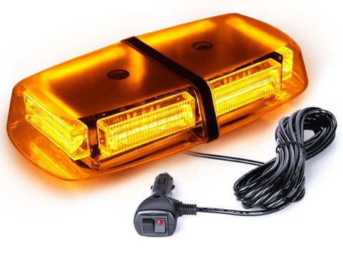 Girofar LED cu magnet - sticla portocalie, 12 V, 24W 31x16x7 cm