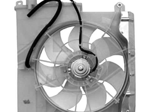 GMV radiator electroventilator Citroen C1 (Cm/Cn), 06.2005-2014, Peugeot 107 (P), 06.2005-2014 Model P107, Toyota Aygo (Ab1), 07.2005-2014 Motorizari 1, 0 50kw Benzina, tip climatizare fara AC, cutie Manuala, dimensiune 100W/320mm, cu 2pini, metal+pl