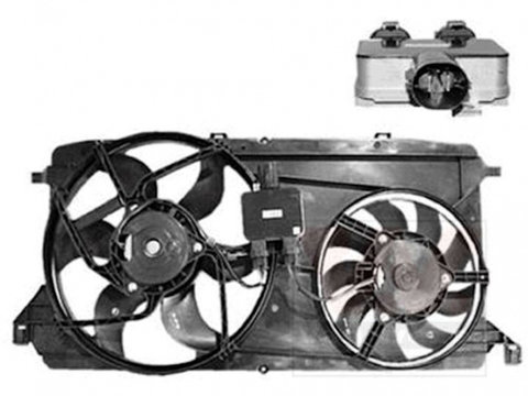 GMV radiator electroventilator Ford Transit, 2006-2014, Motorizare 2, 2 92/96/103kw, 2, 3 107kw Diesel/Benzina, dimensiune 380+280 mm, 3 pini, cu modul electric controlmm, 103KW/140HP