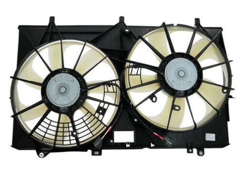 GMV radiator electroventilator Lexus RX, 2009-2015, RX450h, motor 3.5 V6, benzina/electric, cutie CVT, cu AC, 375/375 mm, (3 +3) pini, cu modul de control electronic,