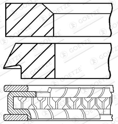 GOETZE ENGINE Set segmenti piston 08-209700-00 la SAAB 600 831 A2.000 1301cc 75cp 55kW 1980 1981 1982 1983 1984 1985 1986