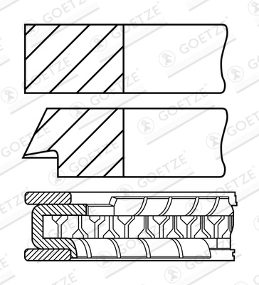 GOETZE ENGINE Set segmenti piston 08-307300-10 la masina OPEL FRONTERA A (U92) C 24 NE 2410cc 125cp 92kW 1992 1993 1994 1995 1996 1997 1998