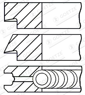 GOETZE ENGINE Set segmenti piston 08-438300-00 pentru masina FIAT TIPO hatchback (356_, 357_) 940 B7.000 1368cc 120cp 88kW 2016 2017 2018 2019 2020
