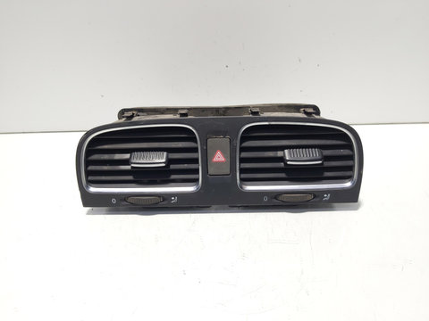 Grila aer bord centrala cu buton avarii, VW Golf 6 (5K1) (id:629298)