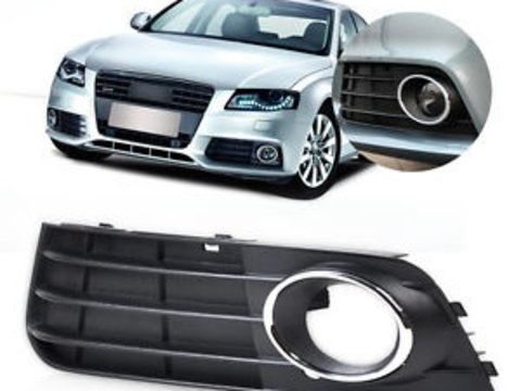 Grila bara fata Audi A4 B8 2007-2011, Stanga, grila proiector ceata cu element cromat 8K0807681A
