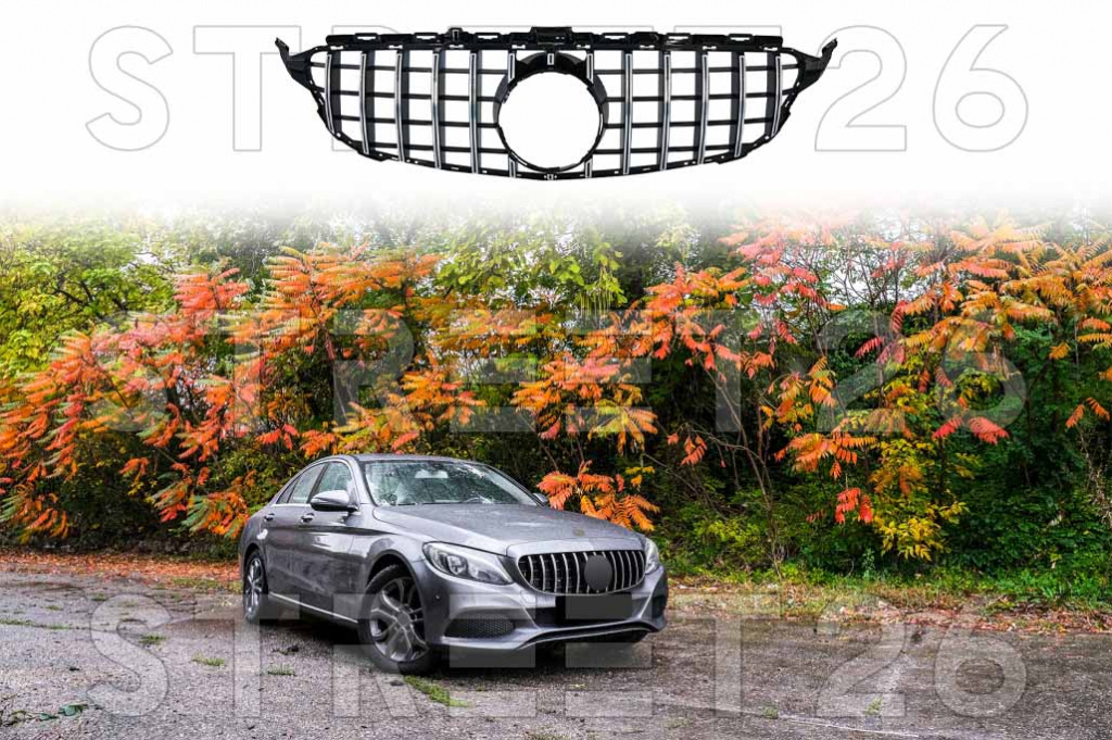 Grila Centrala compatibil cu Mercedes C-Class W205 S205 C205 A205 (2014-2018) Crom Fara 360 Camera