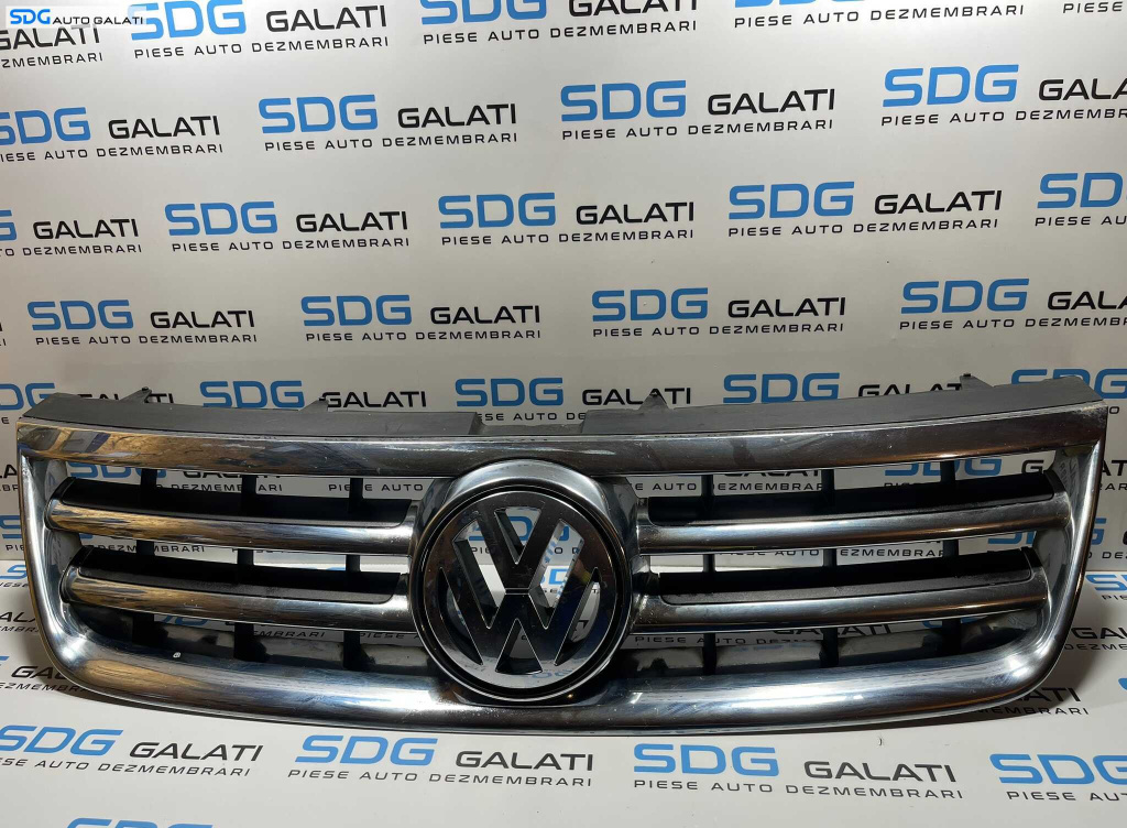 Grila Centrala cu Emblema Sigla de pe Bara Spoiler Fata Volkswagen Touareg 7L 2003 - 2007 Cod 7L6853651A 7L6853601A