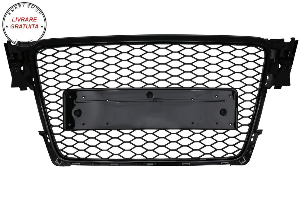 Grila Centrala Fara Emblema Audi A4 B8 (2007-2012) RS Design Negru Lucios- livrare gratuita