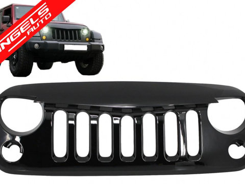 Grila Jeep Wrangler Rubicon JK 07-17 Angry Bord Look Negru Lucios