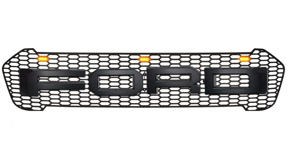 Grila radiator Negru mat cu LED portocaliu Ford Ranger T8 2019-2022 - FGT81920 Black