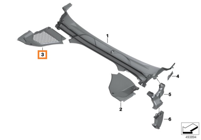 Grila Sub Parbriz Dreapta Oe Bmw Seria 8