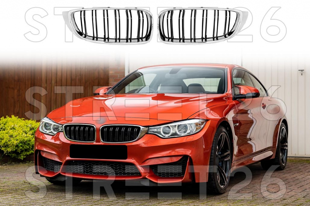 Grile Centrale Compatibil Cu BMW Seria 4 F32 F33 F36 (2013-2021) M Design Crom Negru Lucios