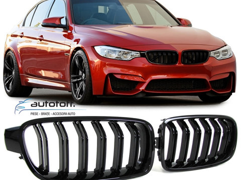 Grile duble BMW F30 F31 Seria 3 (11-18) negru lucios