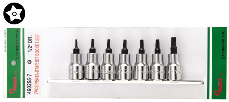 Hans set 7 torx cu gaura t10-t40 cu adaptor 1/2