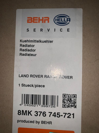 HELLA 8MK 376 745-721 Radiator, racire motor pentr