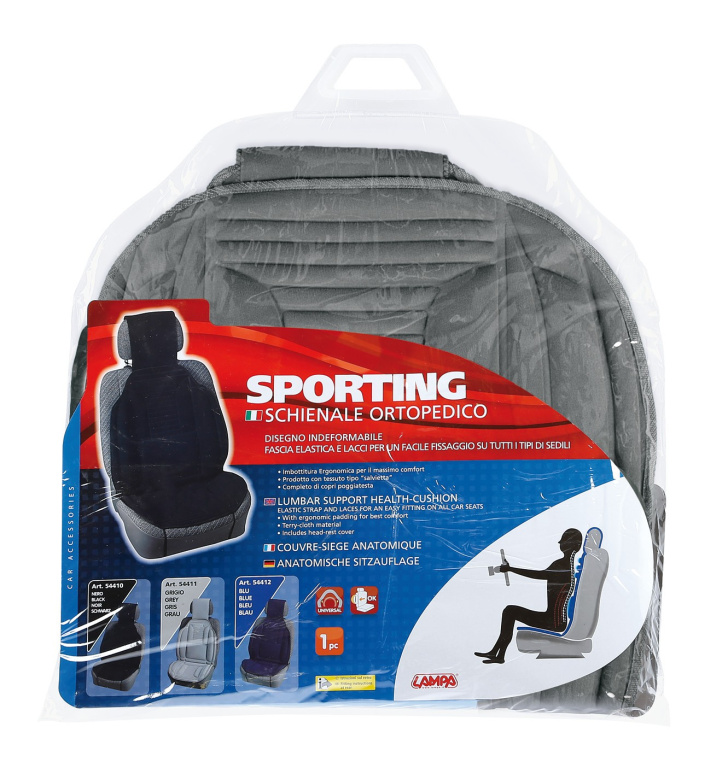 Husa scaun Sporting cu suport lombar 1buc - Gri LA