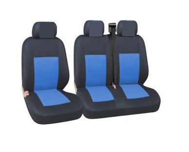 Husa / Set huse scaune auto fata ( 2+1 ) VW Crafter 2006-prezent - autoutilitare - NEGRU+ALBASTRU