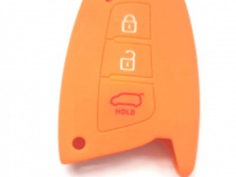 Husa silicon carcasa chei pentru Hyundai 3 butoane portocaliu
