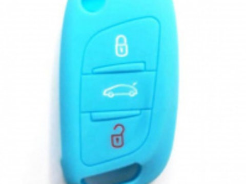 Husa silicon carcasa cheie pentru Peugeot 3 but albastru
