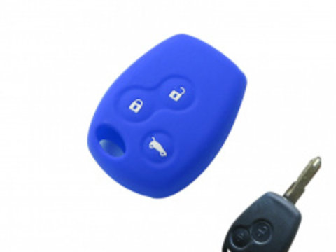 Husa silicon chei pentru Renault/Logan 3 butoane albastru