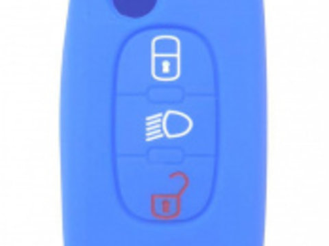 Husa silicon cheie pentru Citroen/Peugeot 3 butoane albastru