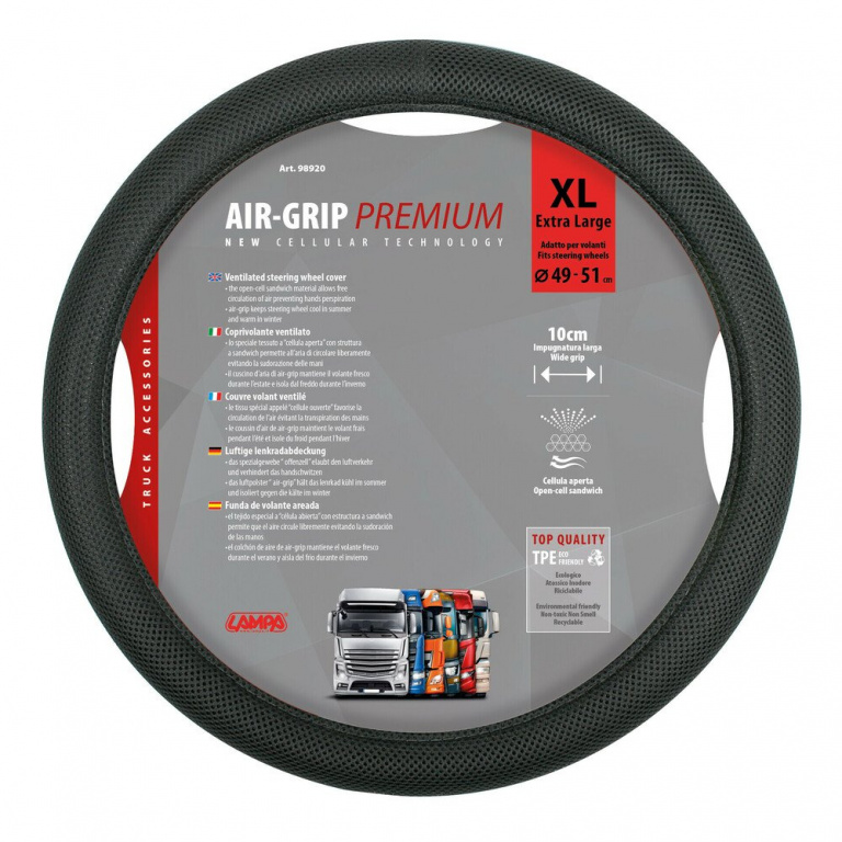 Husa Volan Camion Lampa Aer Grip, 49 / 51cm, Negru LAM98920