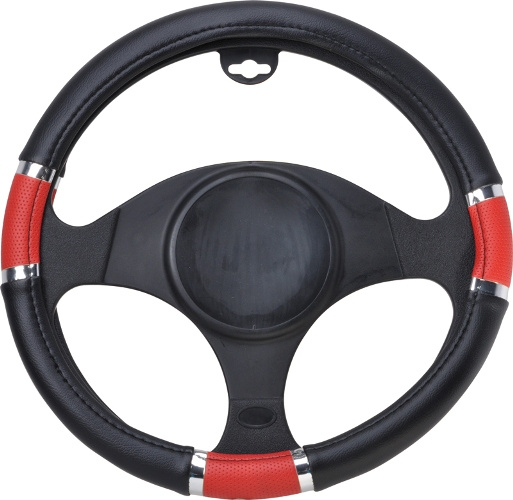 Husa volan Chrome Ring Red, material cauciucat, diametru 37-39cm