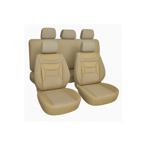 Huse Auto Universale , 11 Piese, Bej, Compatibile cu Scaune Fata si Spate AL-040923-22
