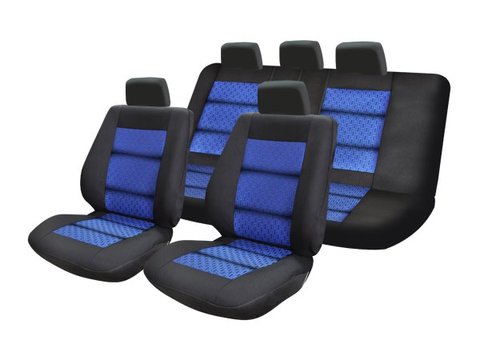 Huse scaune auto compatibile CHEVROLET Aveo I 2002-2011 PREMIUM LUX (Negru + Albastru)