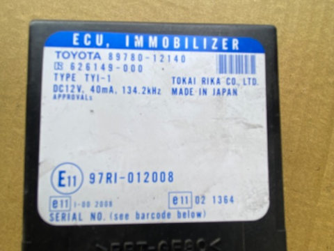 Imobilizator Toyota Corolla, 2007, 89780-12140