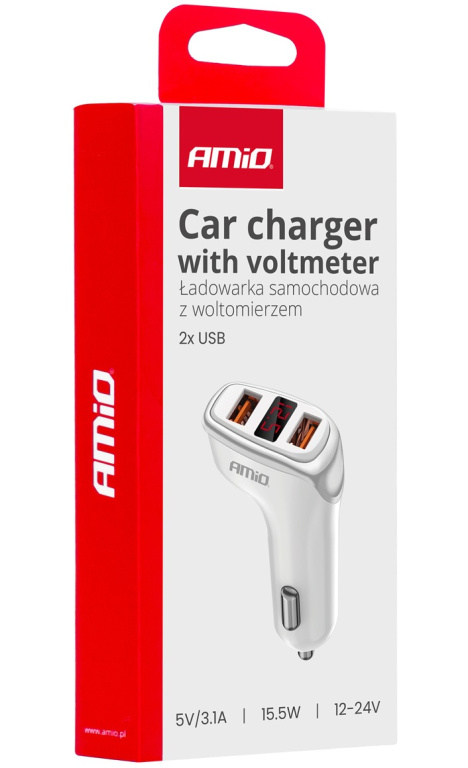 Incarcator Auto 2 x USB-A + Voltmetru 3.