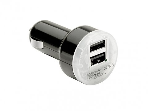 Incarcator auto Sumex pentru USB de la priza auto 12V DC cu 2 iesirii de 1A si 2.1A pt. diverse aplicatii Negru