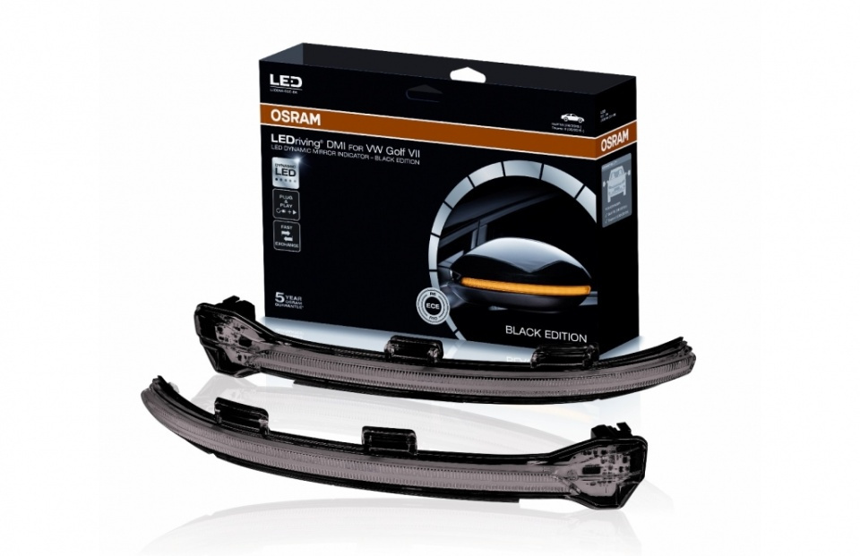 Indicatoare de oglindă dinamice cu LED complet Osram LEDriving potrivite pentru VW Golf 7 & 7.5 (08/2012-) VW Touran II (05/2015-) Lamando (2014 -2019) Black Edition