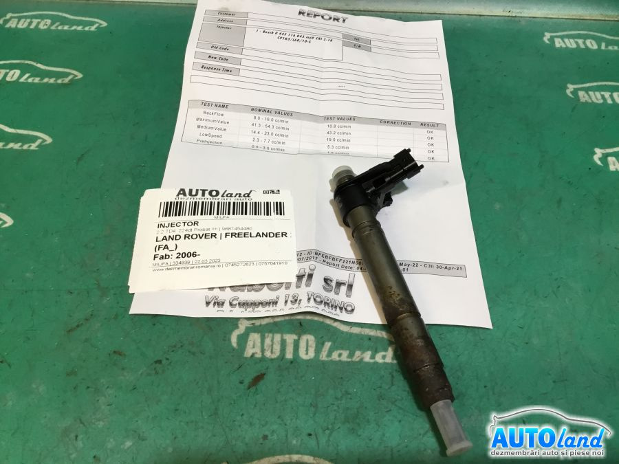 Injector 9687454480 2.2 TD4, 224dt Probat !!!! Land Rover FREELANDER 2 FA 2006