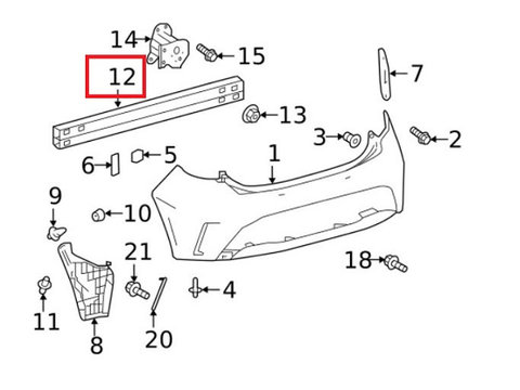 Intaritura a barei de protectie Toyota Corolla (E210), 07.2018-, Hatchback, Spate, aluminiu, Aftermarket