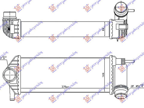 INTERCOOLER 1.2 TCE BENZINA - 1.5 DCi DIESEL (375x145x64) QUICK FIT - RENAULT KANGOO 08-13, RENAULT, RENAULT KANGOO 08-13, PEUGEOT, PEUGEOT EXPERT 07-16, Partea frontala, Radiator Intercooler, 078406210