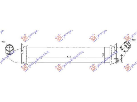 Intercooler 1.5 Dci Diesel (530x100x40) pentru Dacia Logan-Mcv 08-12,Peugeot Expert 07-16,Partea Frontala,Radiator Intercooler