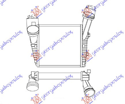 INTERCOOLER 3.0TDI DIESEL (286X292X50) (F66/54) - PORSCHE CAYENNE 10-15, PORSCHE, PORSCHE CAYENNE 10-15, PEUGEOT, PEUGEOT EXPERT 07-16, PARTEA FRONTALA, RADIATOR INTERCOOLER, 650006201