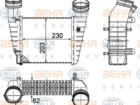 Intercooler, compresor (8ML376776634 HELLA) SKODA,VW