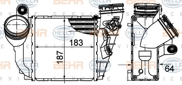 Intercooler, compresor (8ML376988034 HELLA) AUDI,SKODA,VW