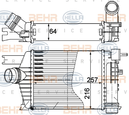 Intercooler, compresor (8ML376988164 HELLA) DACIA,RENAULT