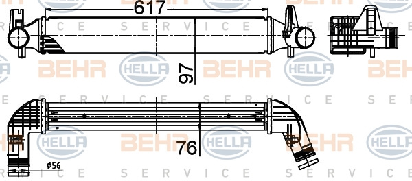 Intercooler, compresor (8ML376988494 HELLA) AUDI,SEAT,SKODA,VW