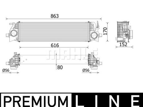 Intercooler compresor CI554000P MAHLE pentru Volvo Xc90 Volvo V90 Volvo S90 Volvo Xc60 Volvo V60