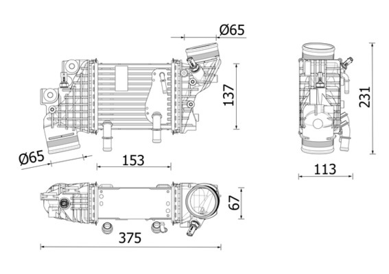 Intercooler, compresor MAHLE CI663000P la masina VW TRANSPORTER T6 / CARAVELLE T6 bus (SGB, SGJ, SHB, SHJ) 2015 2016 2017 2018 2019 2020 2021 2022 2023 2024