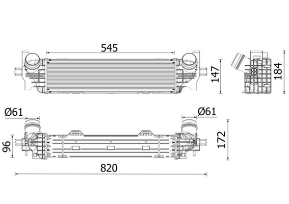 Intercooler, compresor Supply aer cooler BMW 5 G30 F90 5 G31 6 GRAN TURISMO G32 7 G11 G12 2.0-3.0DH 07.15- MAHLE CI 660 000P